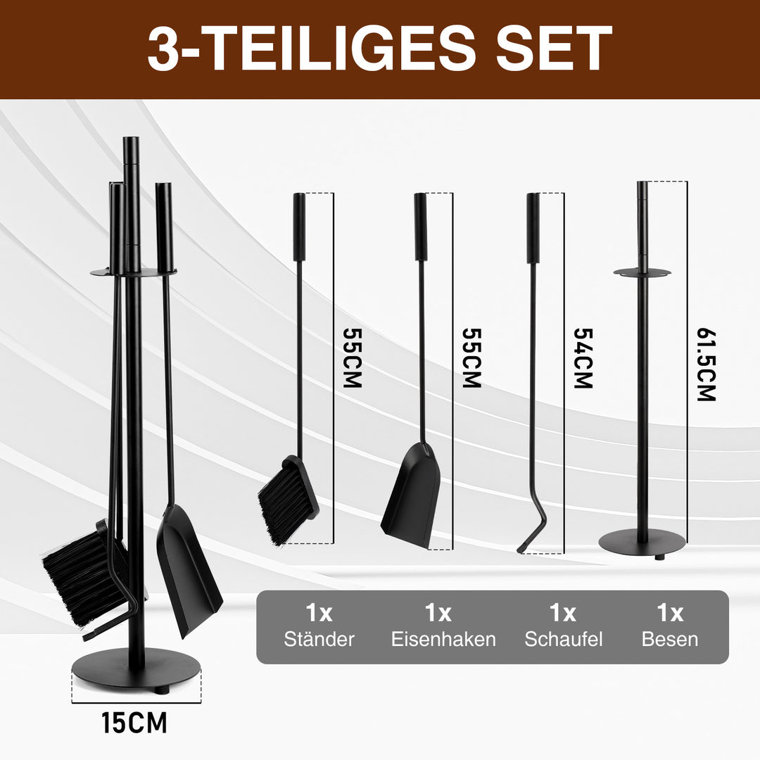 Sonnewelt Kaminbesteck Kamingarnitur 3-teiliges