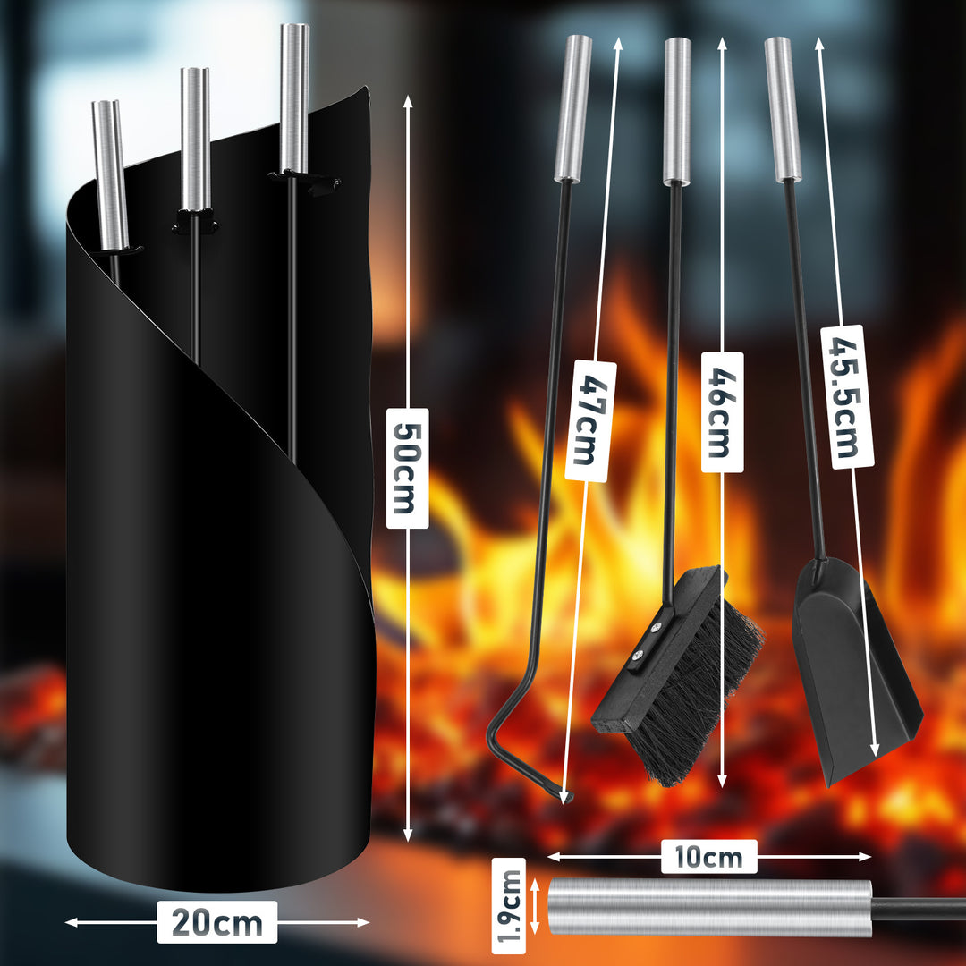 Sonnewelt Kaminbesteck 4 teilig Edelstahl Kaminzubehör