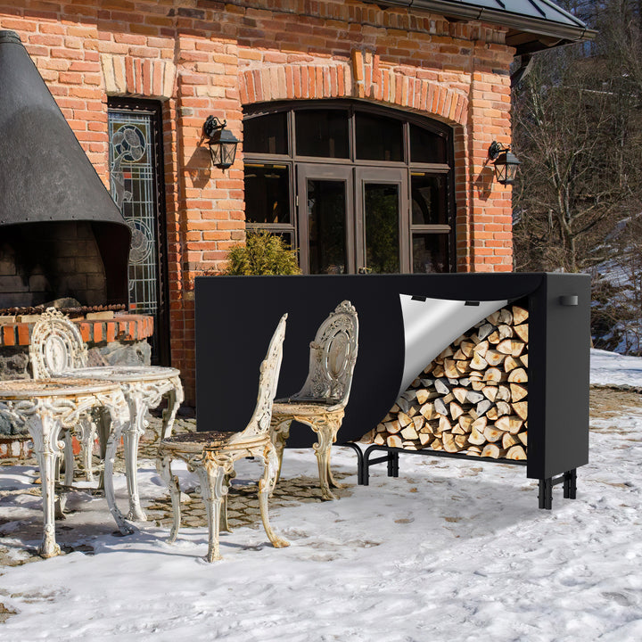 Sonnewelt Kaminholzregal Metall 244x34.5x124cm mit Schutzhülle