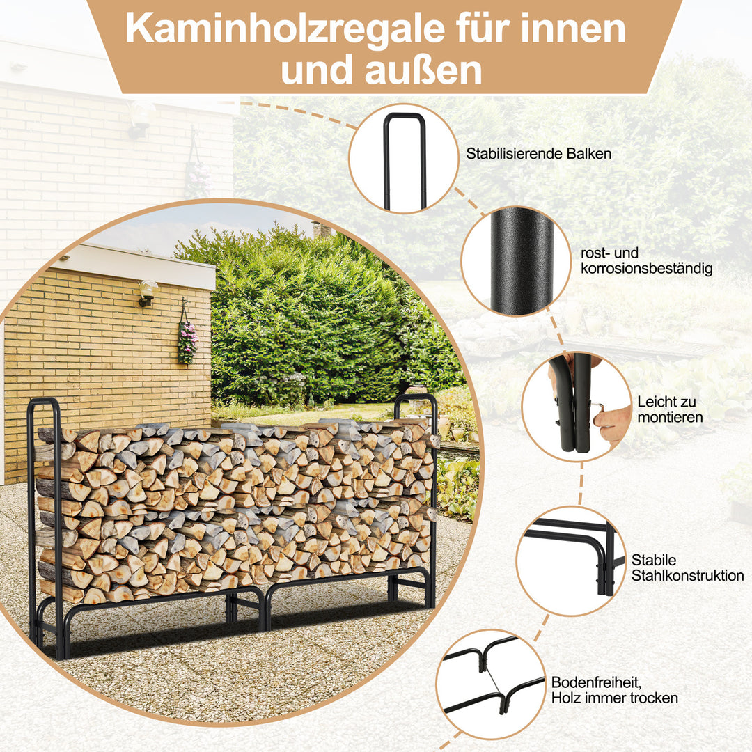 Sonnewelt Kaminholzregal Metall 244x34.5x124cm mit Schutzhülle