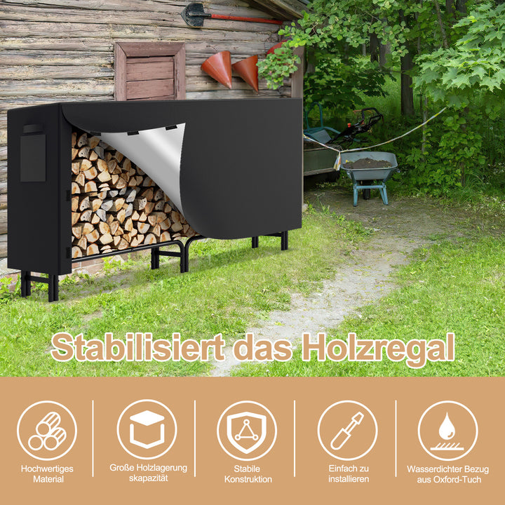 Sonnewelt Kaminholzregal Metall 244x34.5x124cm mit Schutzhülle