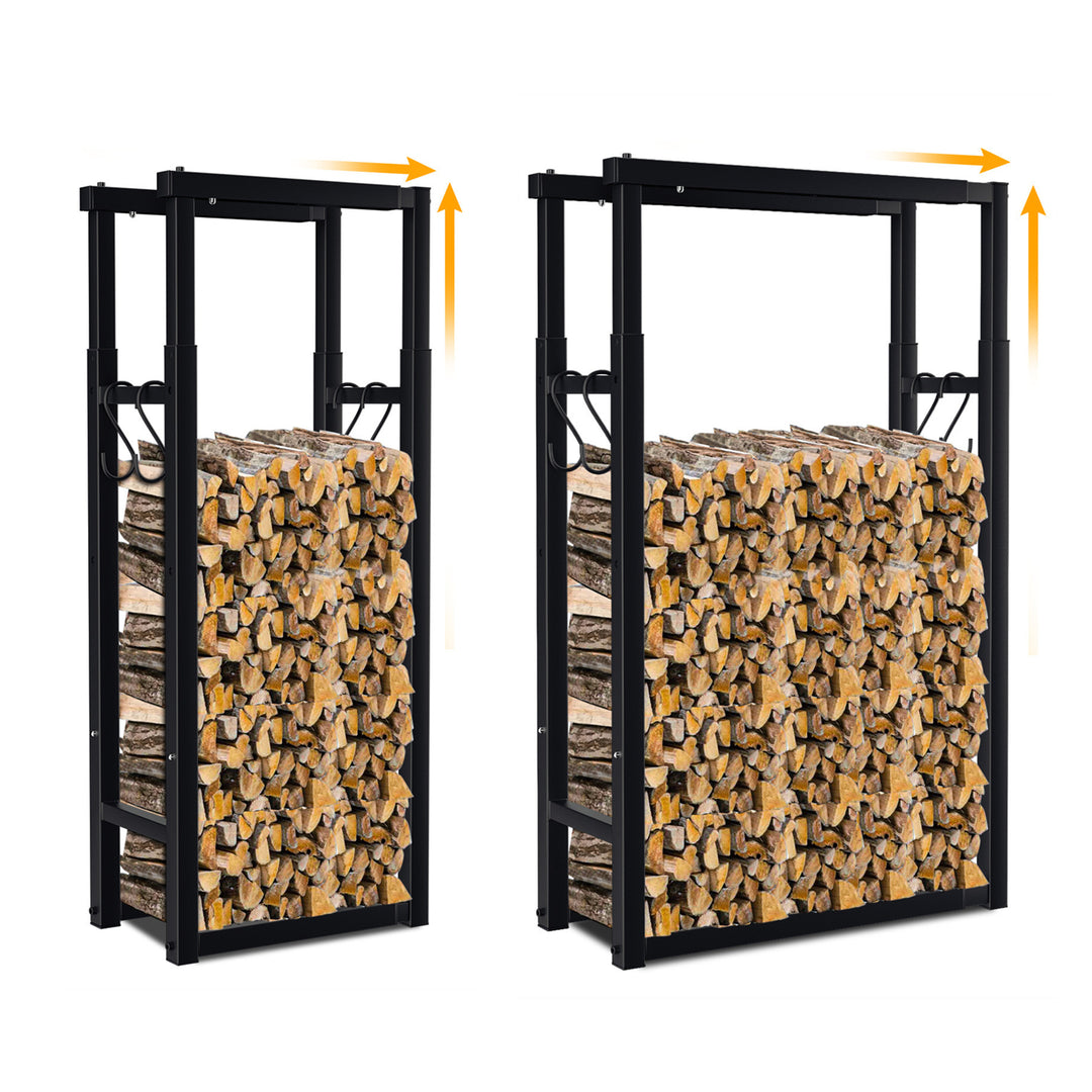 Sonnewelt Verstellbare Kaminholzregal Kaminholzständer mit 4 Haken