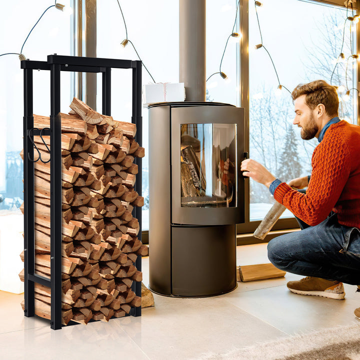 Sonnewelt Verstellbare Kaminholzregal Kaminholzständer mit 4 Haken