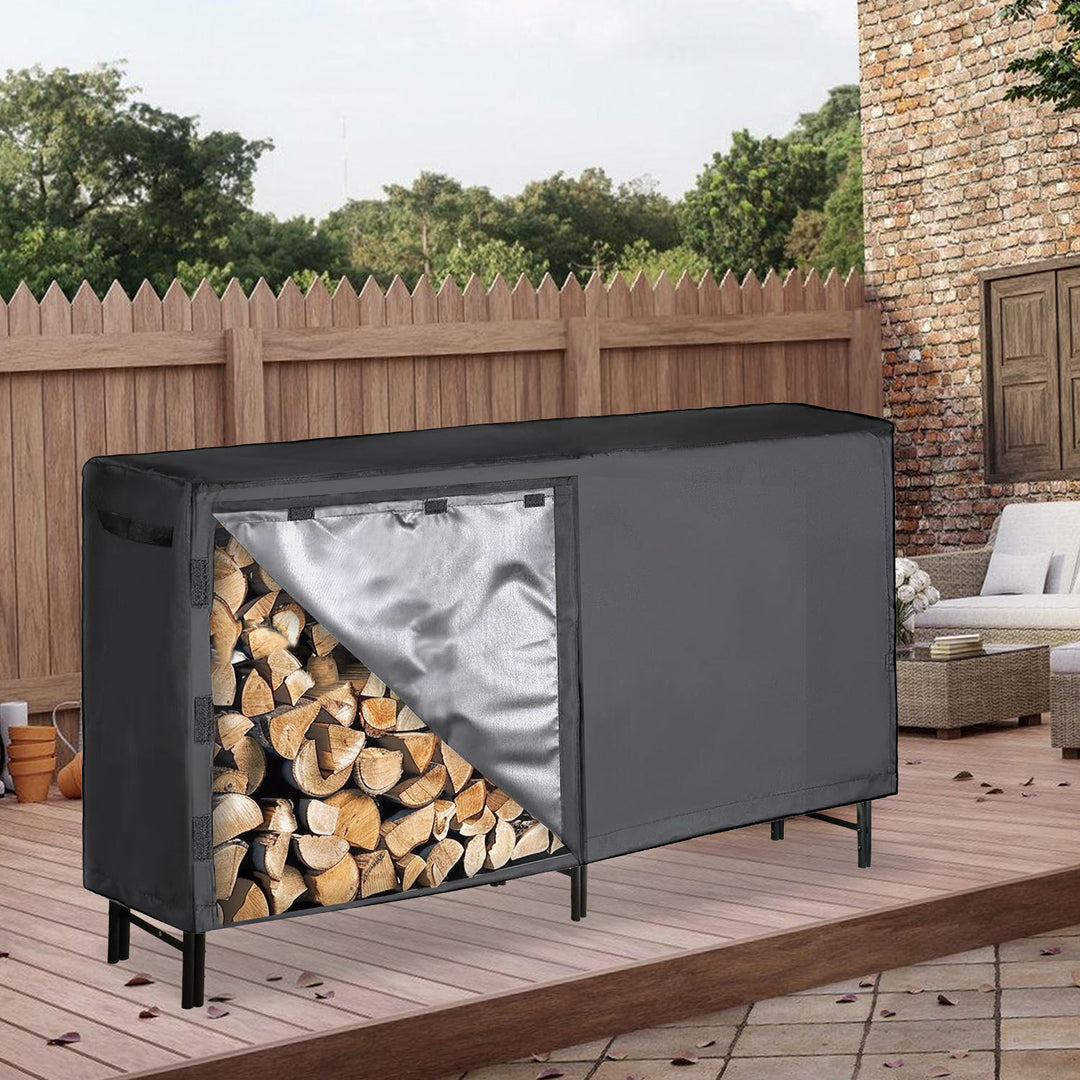 Sonnewelt Kaminholzregal Metall 244x34.5x124cm mit Schutzhülle