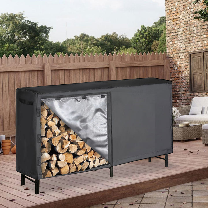 Sonnewelt Kaminholzregal Metall 244x34.5x124cm mit Schutzhülle