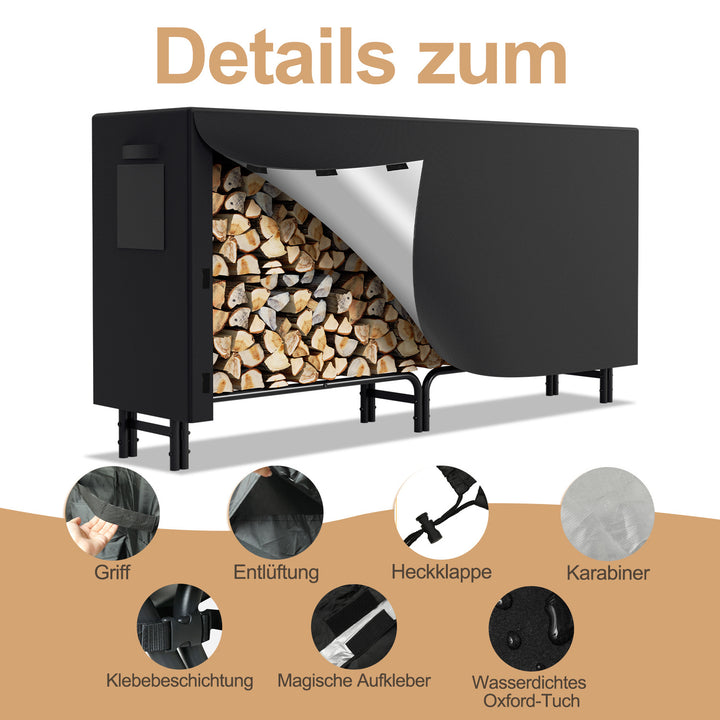 Sonnewelt Kaminholzregal Metall 244x34.5x124cm mit Schutzhülle