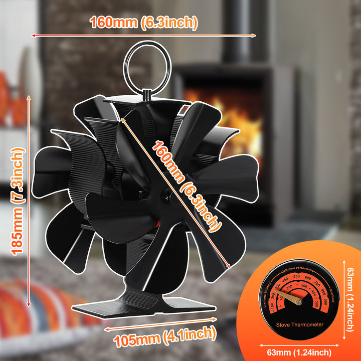 Sonnewelt Kaminventilator Ofenventilator 6-Blättern Doppelseitiger
