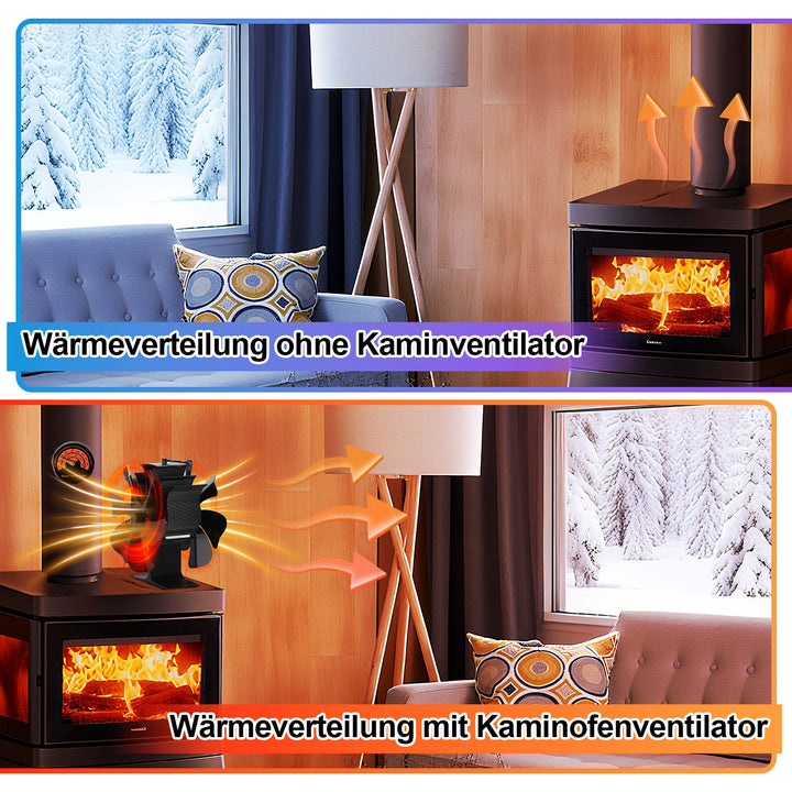 Sonnewelt Kaminventilator Ofenventilator 6-Blättern Doppelseitiger