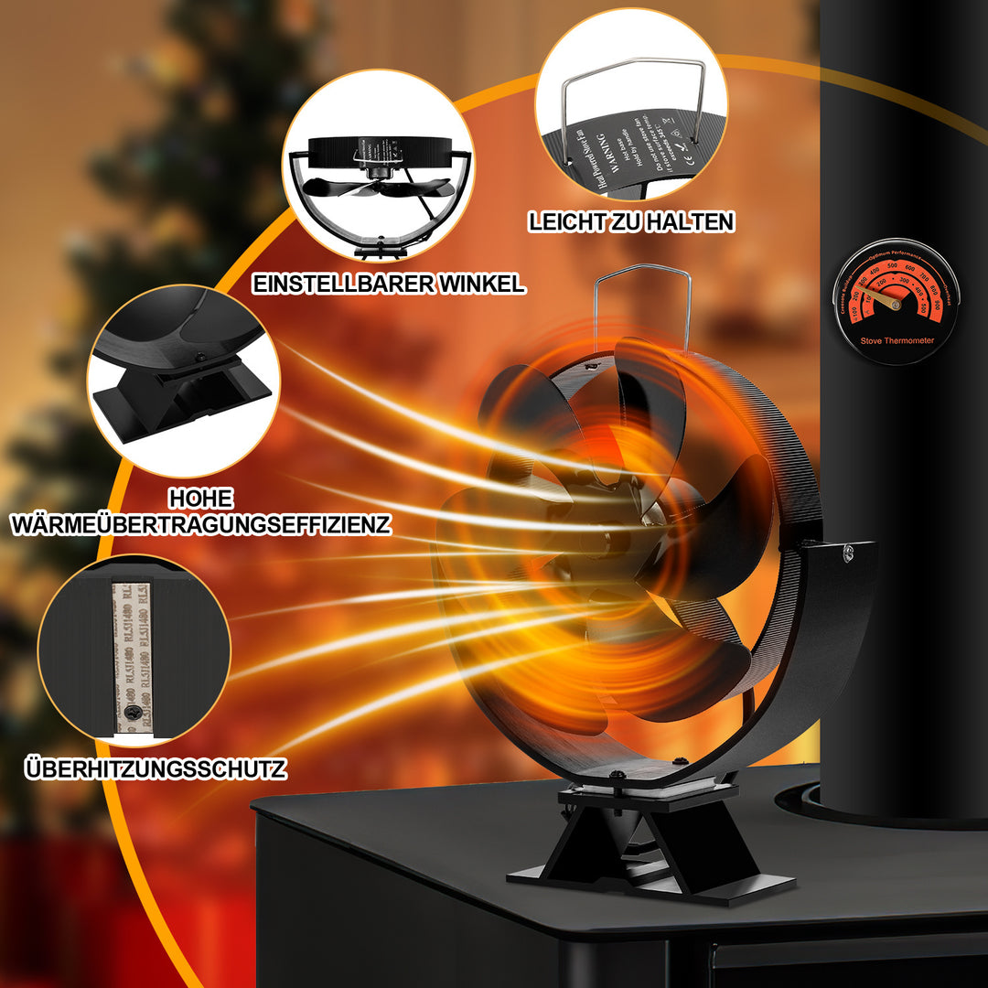 Sonnewelt fireplace fan adjustable angle with thermometer