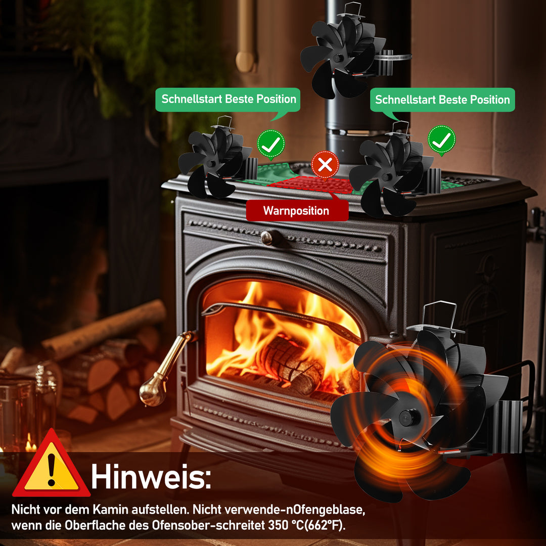 Sonnewelt Kaminventilator 6 Blättern Magnetisch