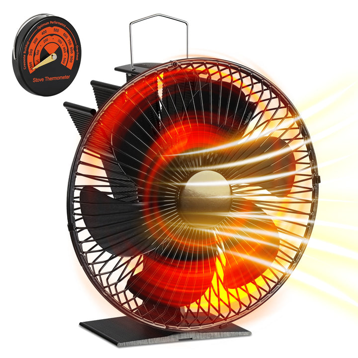 Sonnewelt Kaminventilator Ofenventilator 6-Blättern mit Schutzhülle