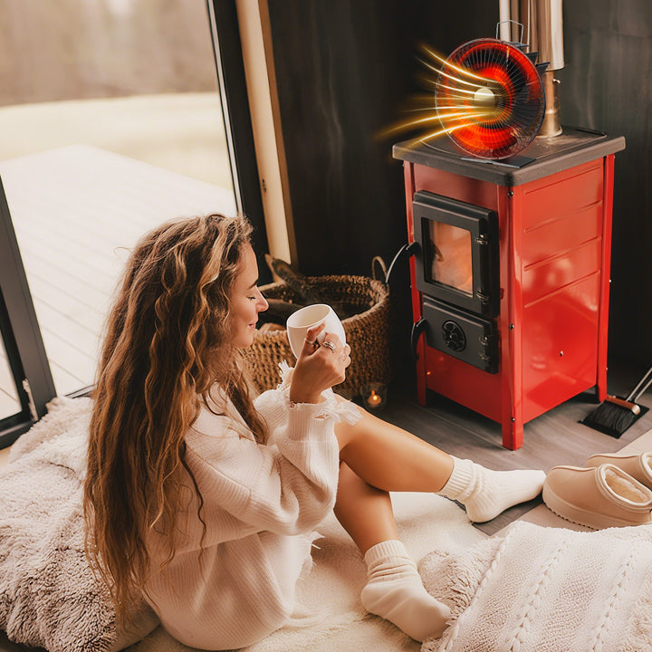 Sonnewelt Kaminventilator Ofenventilator 6-Blättern mit Schutzhülle