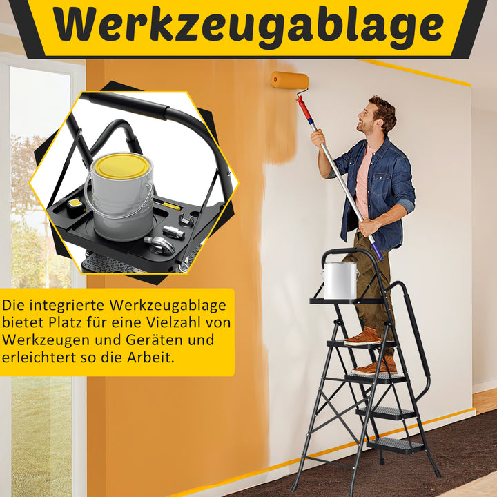 Sonnewelt Klappbar Leiter 4-Stufen/5-Stufen mit abnehmbaren Armlehnen