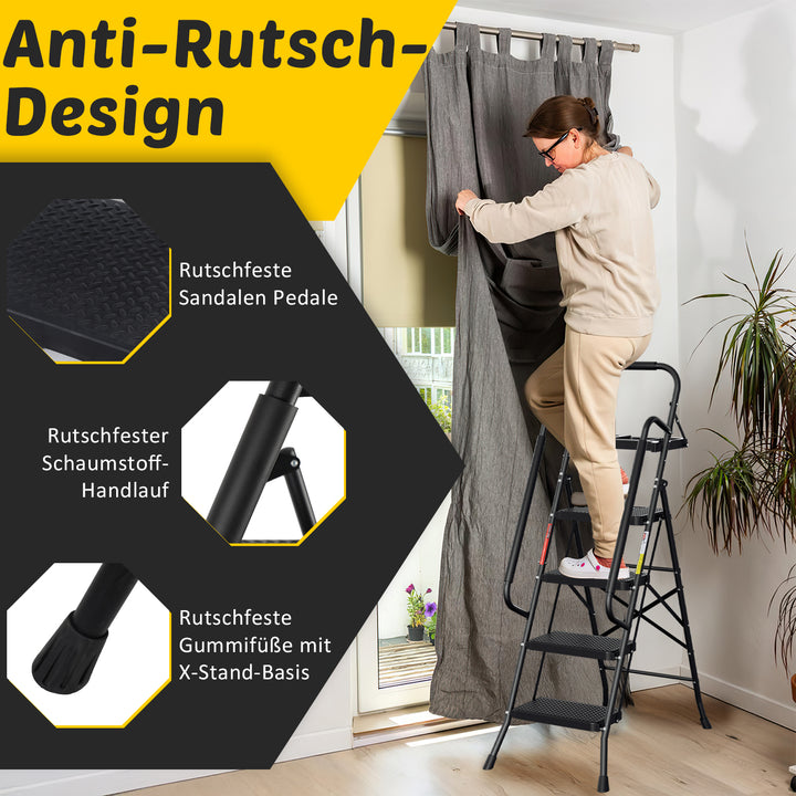 Sonnewelt Klappbar Leiter 4-Stufen/5-Stufen mit abnehmbaren Armlehnen