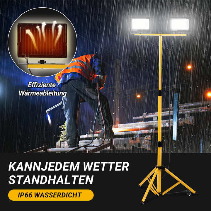 Sonnewelt LED Baustrahler 2 x 50W/100W/200W mit Stativ Einstellbar
