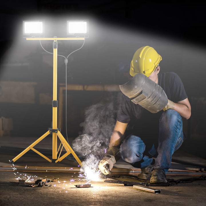 Sonnewelt LED Baustrahler 2 x 50W/100W/200W mit Stativ Einstellbar