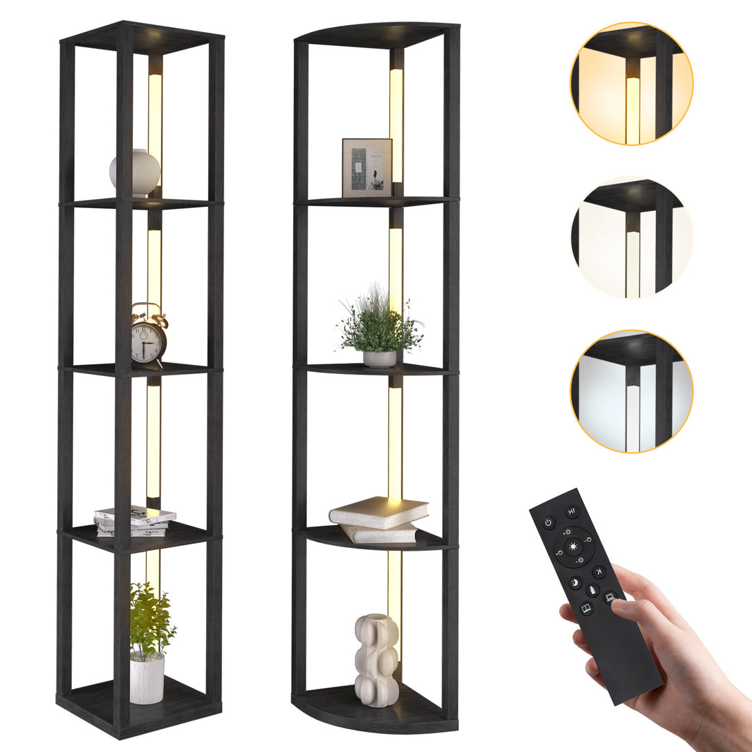 Sonnewelt LED Stehleuchte Stehlampe Dimmbarer mit Regal und Fernbedienung