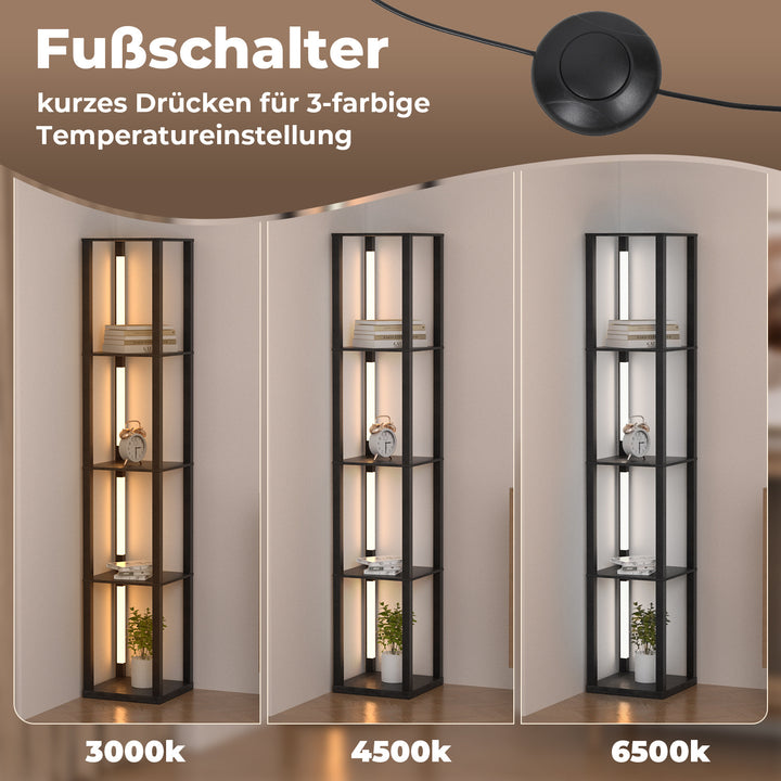Sonnewelt LED Stehleuchte Stehlampe Dimmbarer mit Regal und Fernbedienung