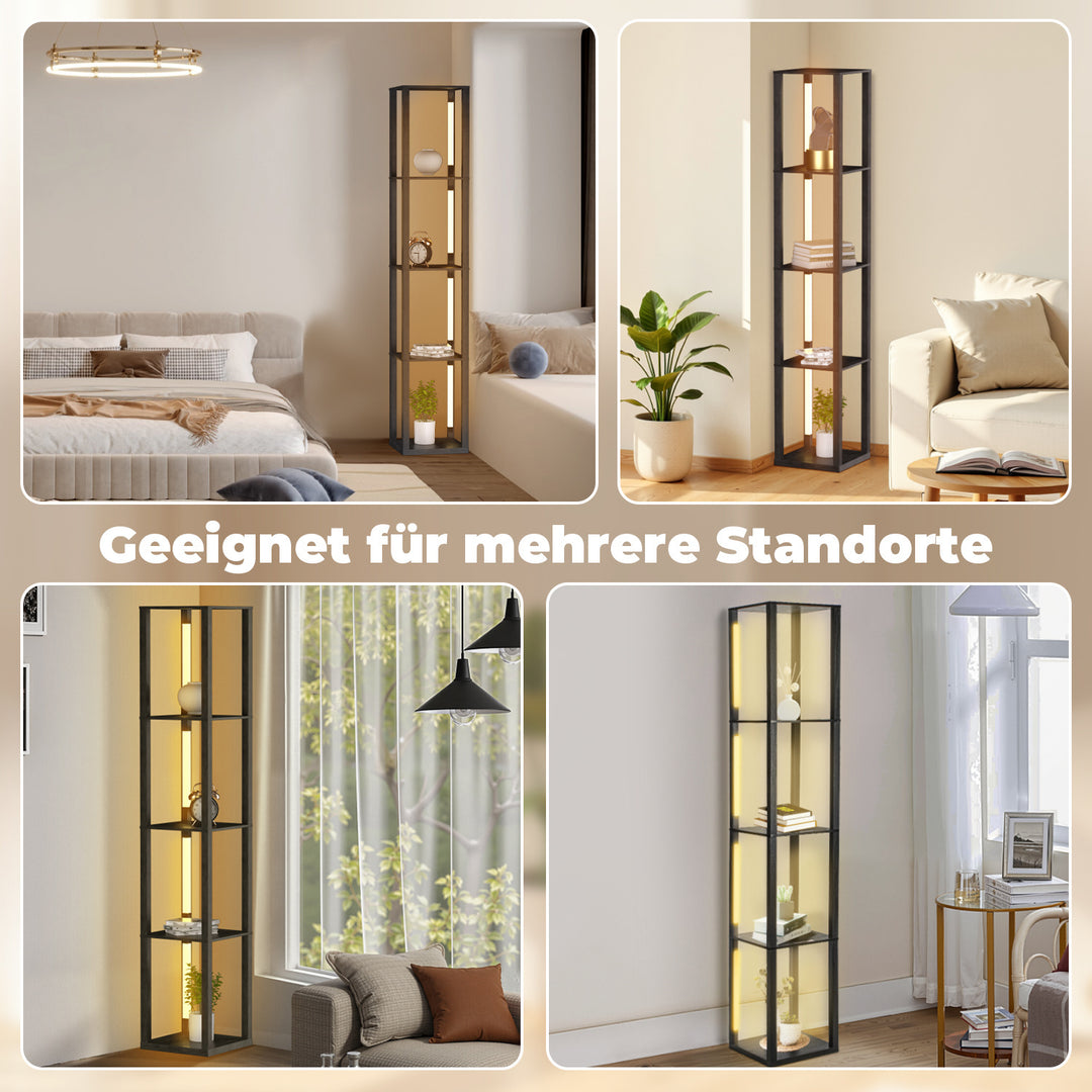 Sonnewelt LED Stehleuchte Stehlampe Dimmbarer mit Regal und Fernbedienung