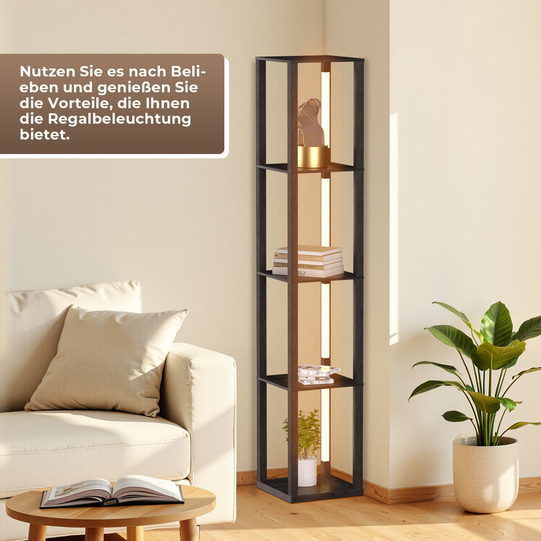 Sonnewelt LED Stehleuchte Stehlampe Dimmbarer mit Regal und Fernbedienung