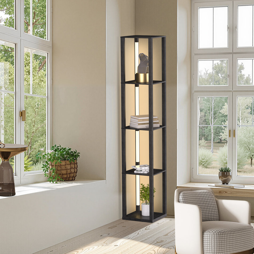 Sonnewelt LED Stehleuchte Stehlampe Dimmbarer mit Regal und Fernbedienung