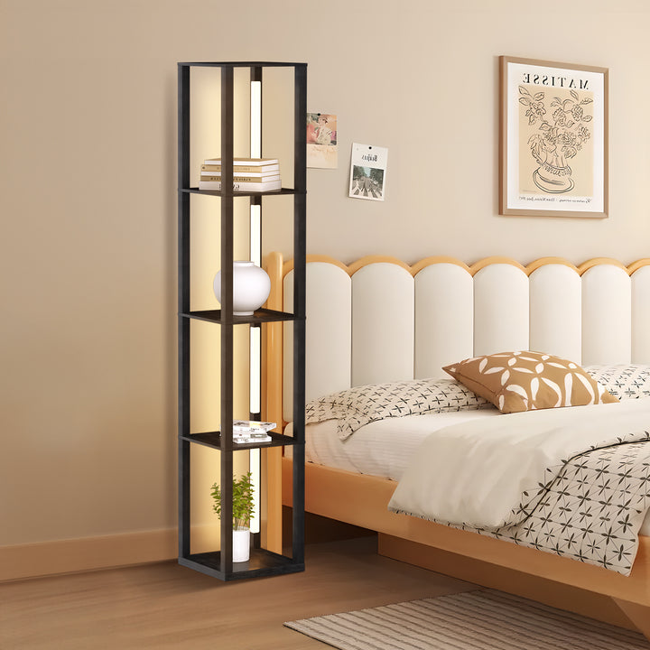 Sonnewelt LED Stehleuchte Stehlampe Dimmbarer mit Regal und Fernbedienung