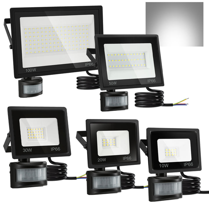 Sonnewelt LED Fluter mit Bewegungsmelder Kaltweiß 10W-100W(kein Stecker)