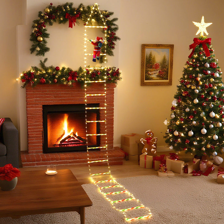 Sonnewelt LED Weihnachtsmann Leiter Lichterkette 3m