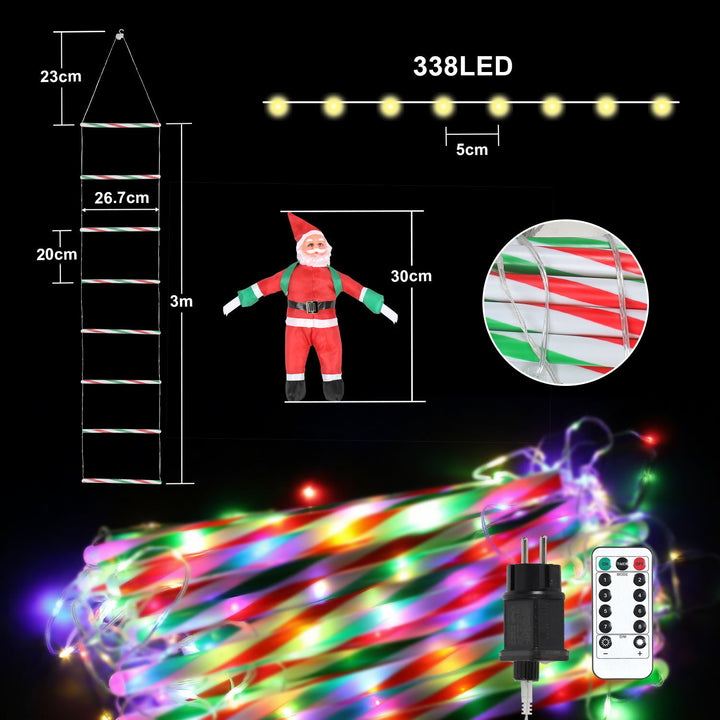 Sonnewelt LED Weihnachtsmann Leiter Lichterkette 3m