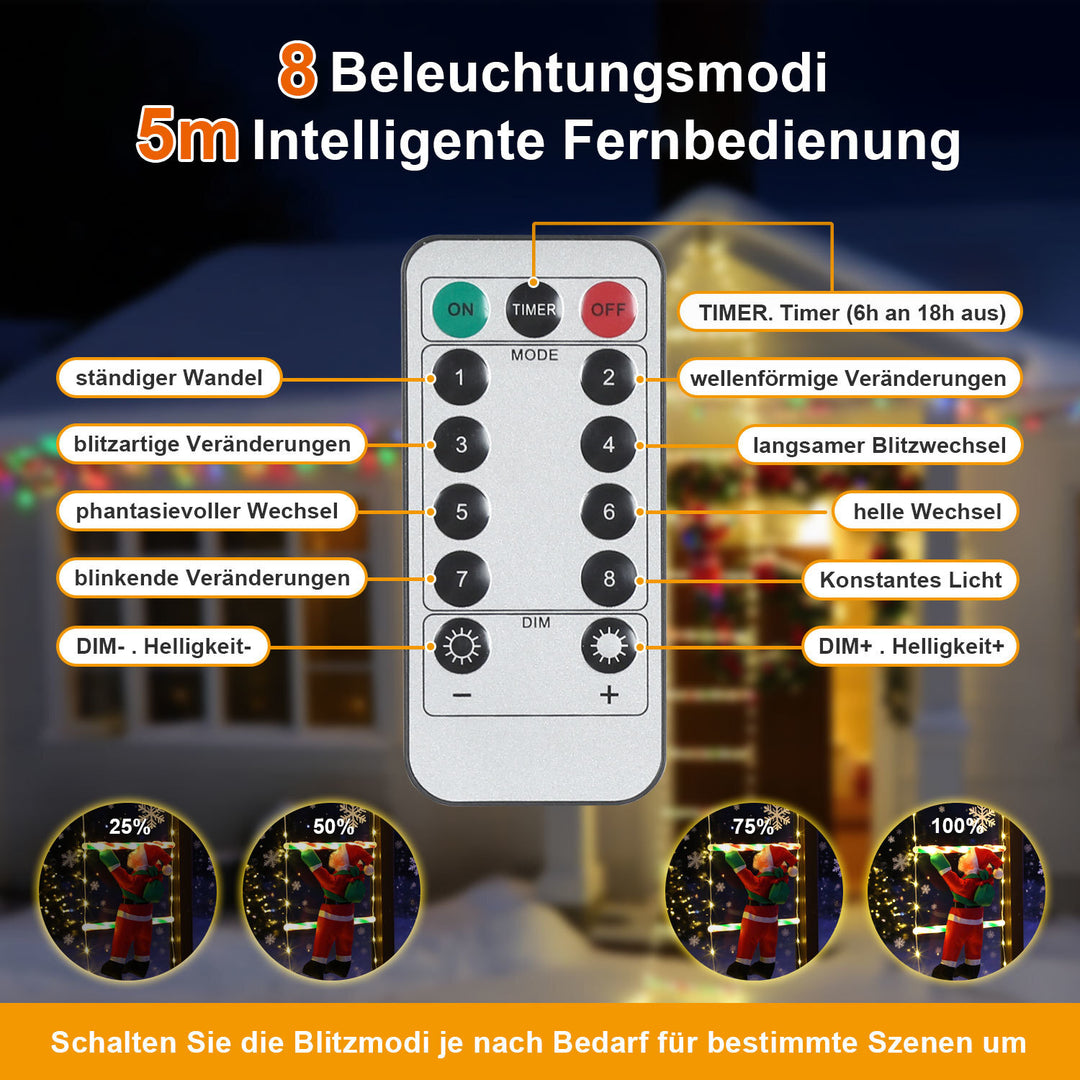 Sonnewelt LED Weihnachtsmann Leiter Lichterkette 3m