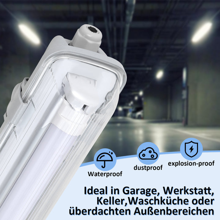 Sonnewelt LED Feuchtraumleuchte 24W 150 cm T8 Kaltweiß