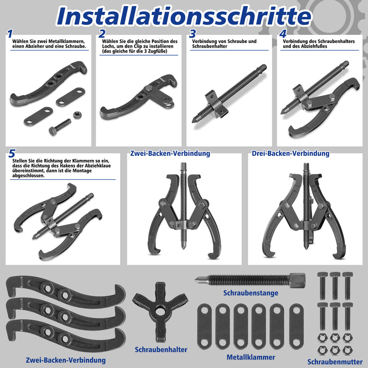 Sonnewelt 3tlg Lagerabzieher Paralellabzieher Lager 3-arm