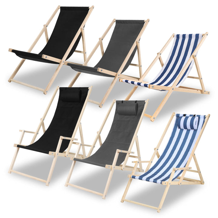 Sonnewelt Deck Chair Folding Beach Lounger Wood