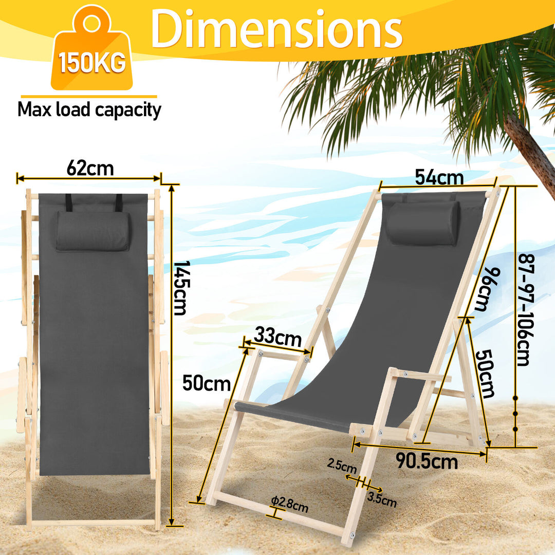 Sonnewelt Deck Chair Folding Beach Lounger Wood