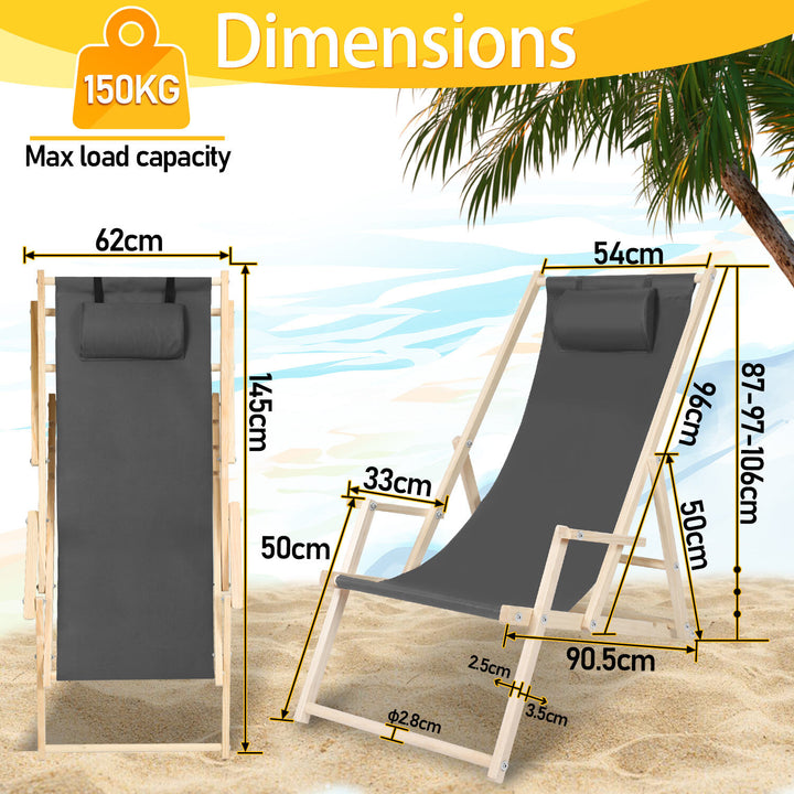 Sonnewelt Deck Chair Folding Beach Lounger Wood