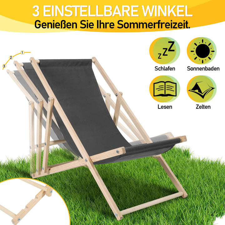 Sonnewelt Deck Chair Folding Beach Lounger Wood
