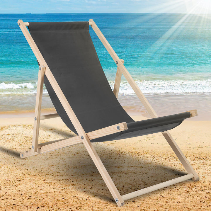 Sonnewelt Deck Chair Folding Beach Lounger Wood