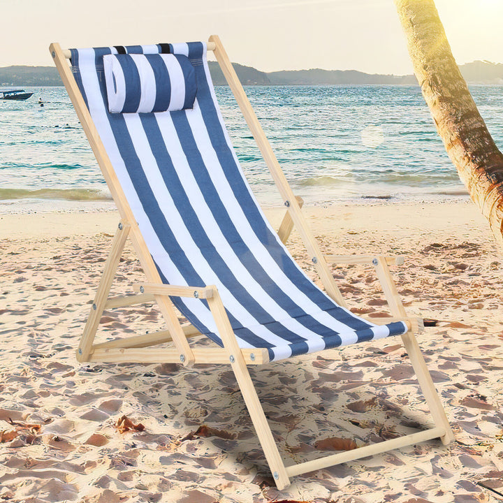 Sonnewelt Deck Chair Folding Beach Lounger Wood
