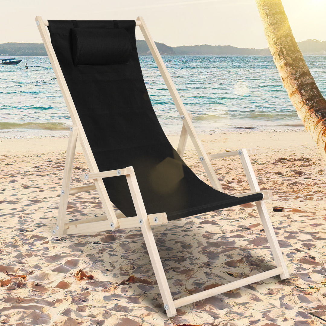 Sonnewelt Deck Chair Folding Beach Lounger Wood