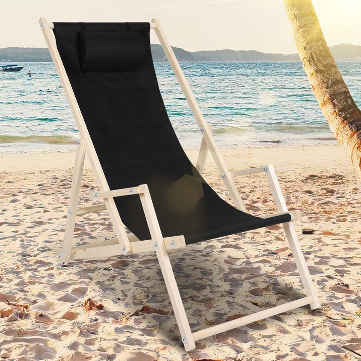 Sonnewelt Deck Chair Folding Beach Lounger Wood