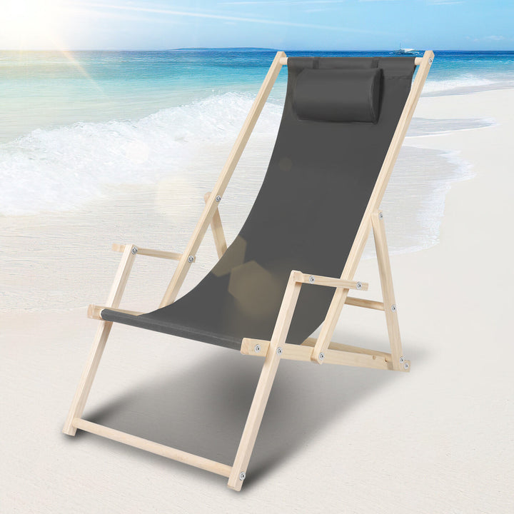 Sonnewelt Deck Chair Folding Beach Lounger Wood