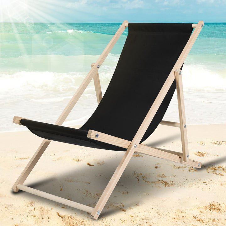 Sonnewelt Deck Chair Folding Beach Lounger Wood