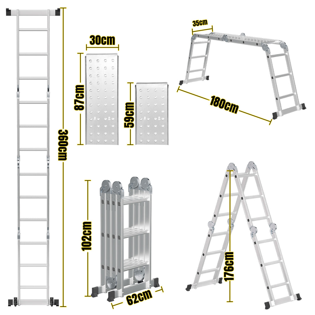 Sonnewelt 7-in-1 Aluminium Mehrzweckleiter 3.6M/4.7M/5.8M