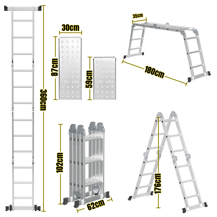 Sonnewelt 7-in-1 Aluminium Mehrzweckleiter 3.6M/4.7M/5.8M