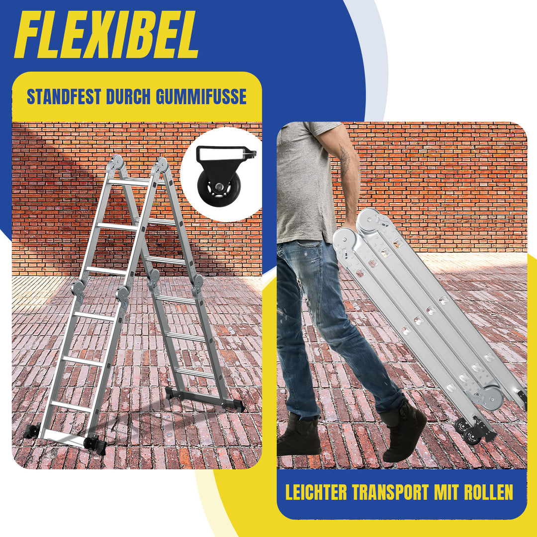 Sonnewelt 7-in-1 Aluminium Mehrzweckleiter 3.6M/4.7M/5.8M
