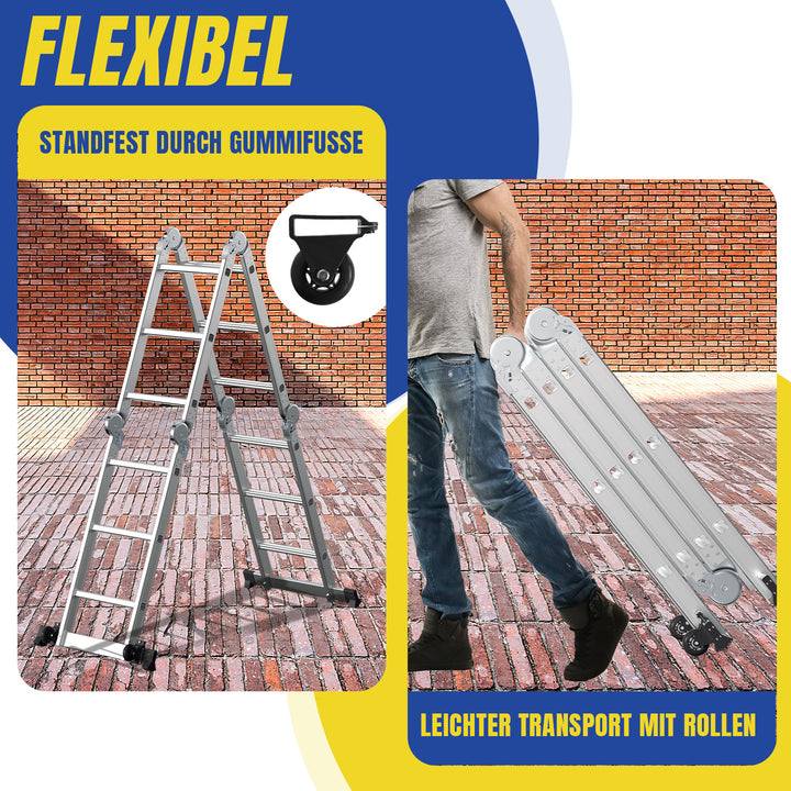 Sonnewelt 7-in-1 Aluminium Mehrzweckleiter 3.6M/4.7M/5.8M