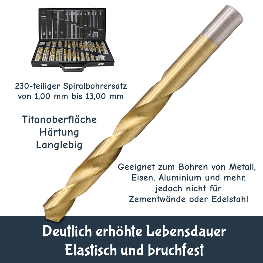 Sonnewelt Metal Drill Set 230 Pieces Ø 1-13mm