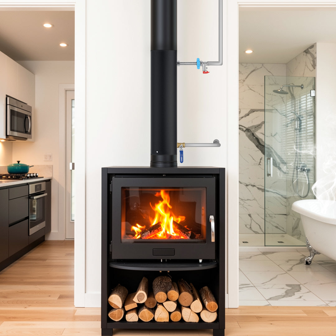 Sonnewelt Ofenrohr Kaminrohr mit integrierter Heizspirale Ø12cm/15cm Edelstahl