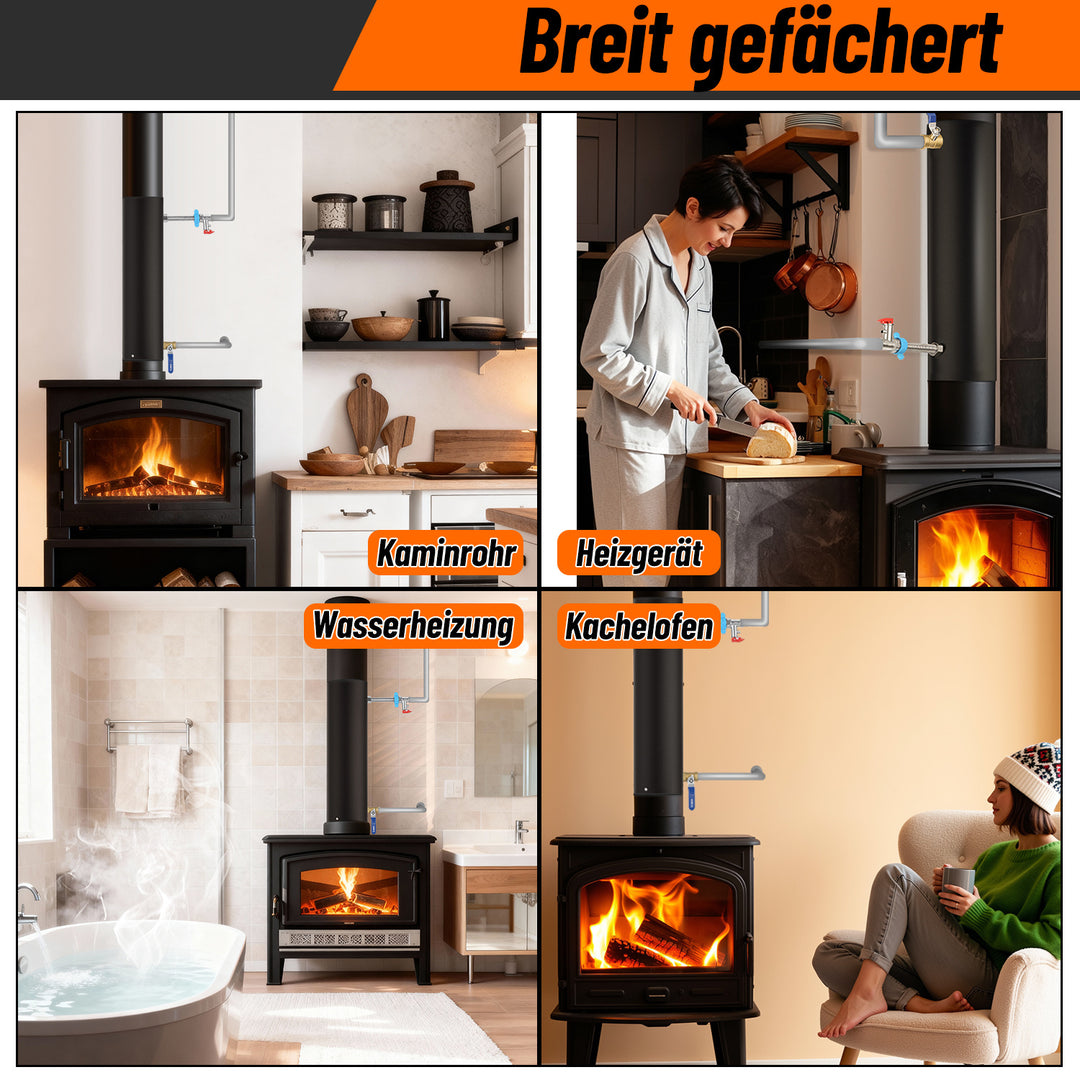 Sonnewelt Ofenrohr Kaminrohr mit integrierter Heizspirale Ø12cm/15cm Edelstahl