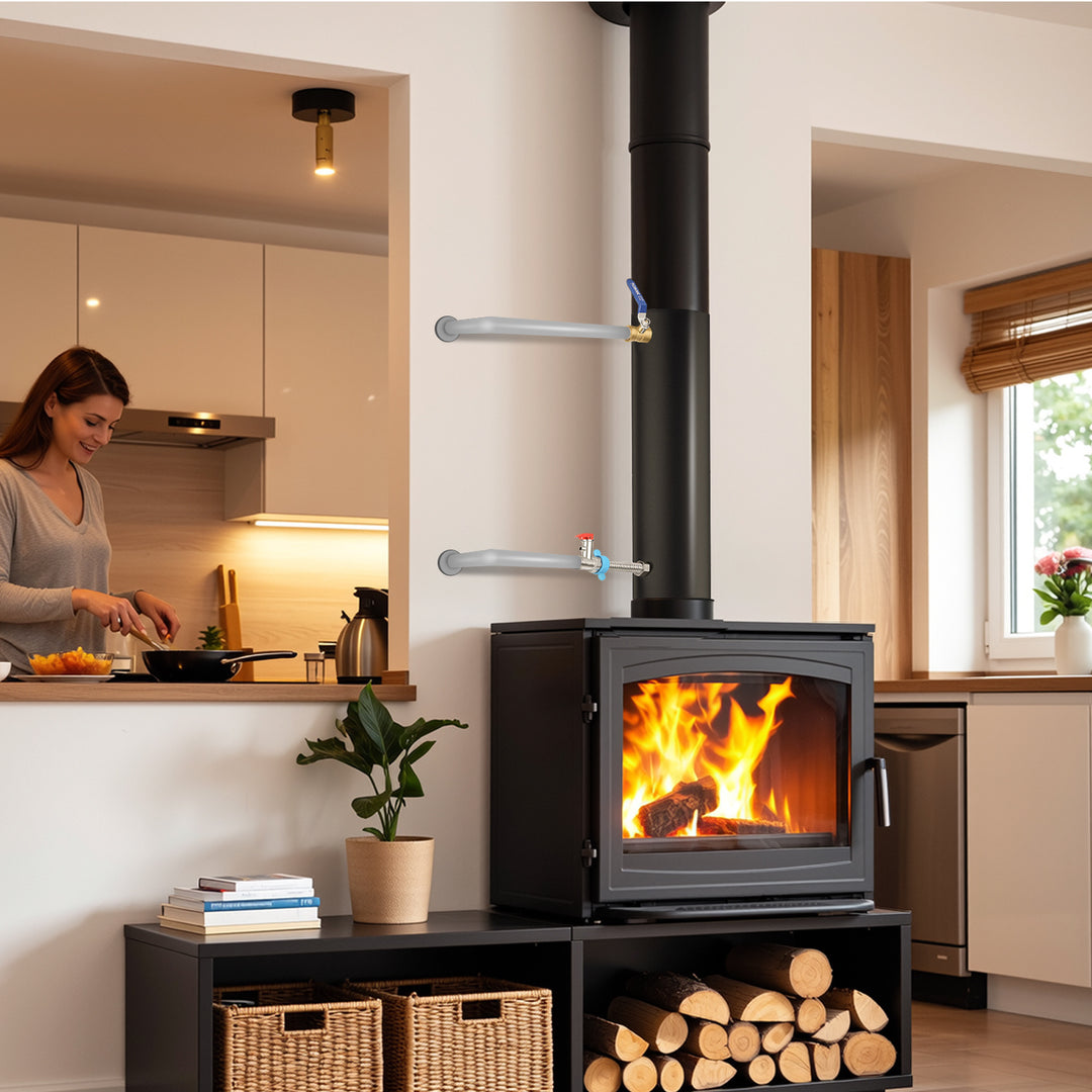 Sonnewelt Ofenrohr Kaminrohr mit integrierter Heizspirale Ø12cm/15cm Edelstahl